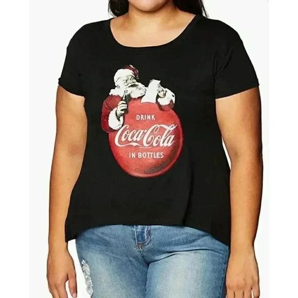 Coca Cola Women's Santa Top, black, Large - Picture 1 of 2